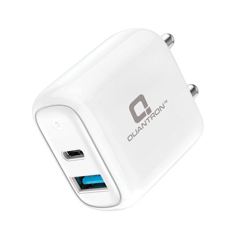 QUANTRON WITH C TO C CABLE QC+PD 20 WATT  1 USB & 1 TYPE C PORT USB