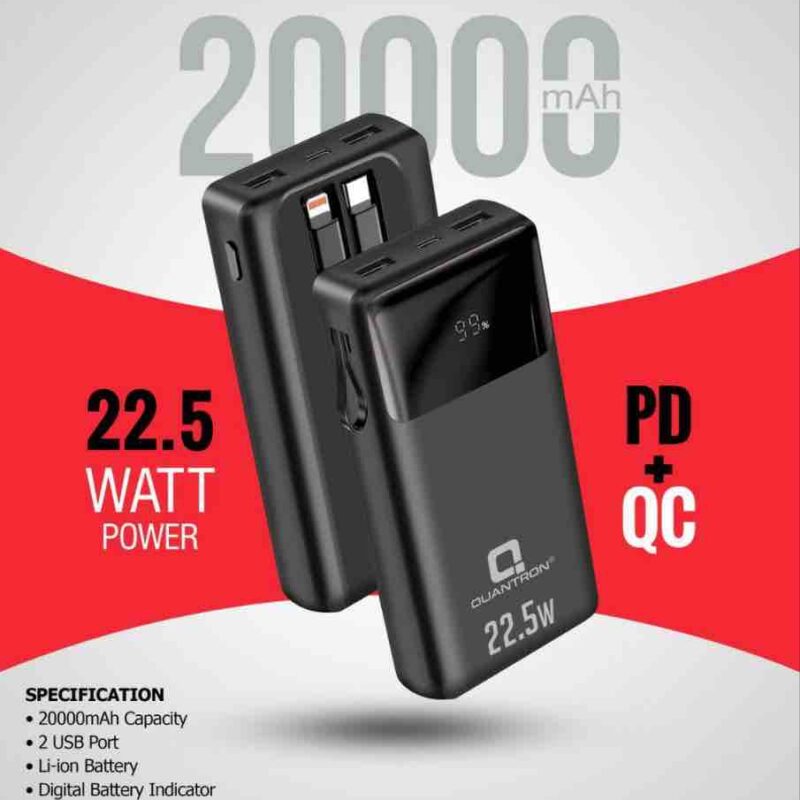 QUANTRON 20000MAH PD+QC 3.0
