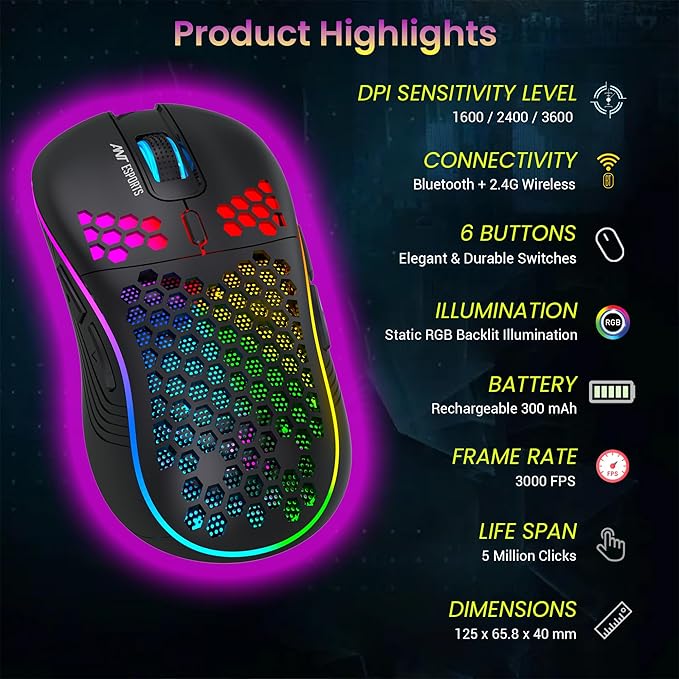 Ant Esports GM690 PRO 2.4Gz Bluetooth Wireless Gaming Mouse